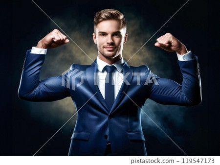 炫耀他的肌肉的商人 119547173