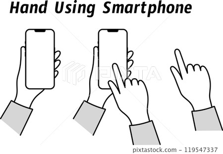 一個人拿著智慧型手機舉起食指的插畫素材 119547337