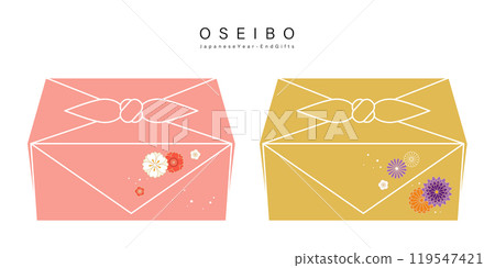 簡單的年終禮物插畫素材向量包袱皮包日本花白色背景 簡單的年終禮物插畫素材向量包袱皮包日本花白色背景 119547421
