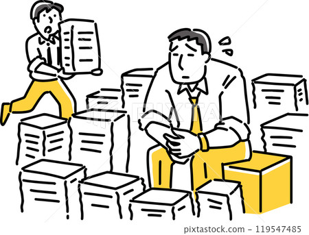 A man stunned in front of a lot of documents A man stunned in front of a lot of documents 119547485