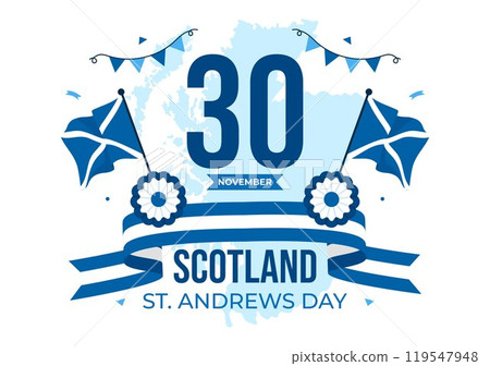 Happy St Andrew's Day Vector Illustration on 30 November, featuring the Scotland Flag in a National Holiday Celebration with a Flat Style Background 119547948
