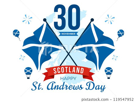 Happy St Andrew's Day Vector Illustration on 30 November, featuring the Scotland Flag in a National Holiday Celebration with a Flat Style Background 119547952