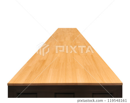 Front view of wooden table, isolated on white background. Front view of wooden table, isolated on white background. 119548161