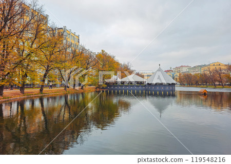 Chistye Prudy in Moscow. Autumn view. 119548216