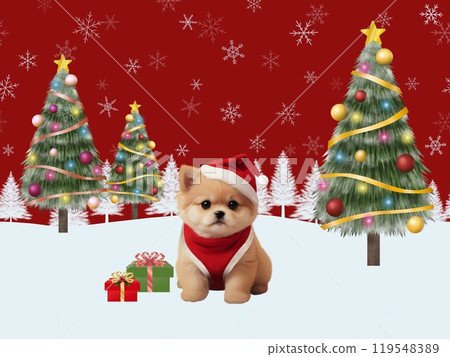 聖誕節背景(博美犬)A-4 聖誕節背景(博美犬)A-4 119548389