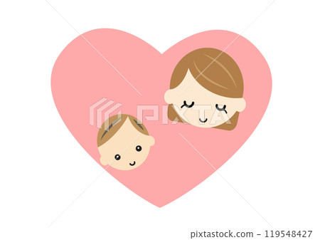 Baby and mother in heart 119548427
