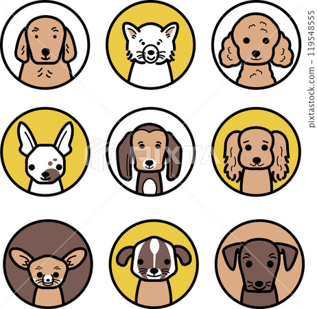 Dog illustration icon set 119548555