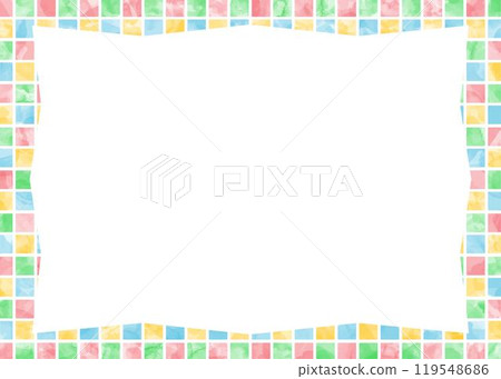 Square pattern background frame, watercolor color, pop frame material 119548686