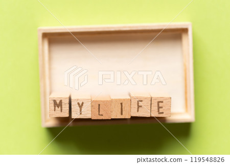 Blocks arranged in the order of "MY LIFE" 119548826