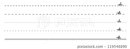A set of scissors and cutting lines to indicate the cut-out area 119548890