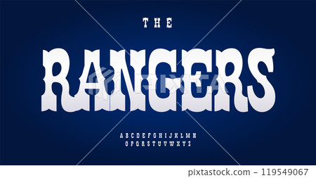 Western serif alphabet, bold rustic cowboy letters, vintage country font for wild west vibe logo, texas and mexican festive headline, South Americana style branding. Vector typeset. Western serif alphabet, bold rustic cowboy letters, vintage country font for wild west vibe logo, texas and mexican festive headline, South Americana style branding. Vector typeset. 119549067