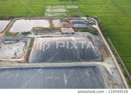 Covered lagoon digester for biogas production from poultry farm. Covered lagoon digester for biogas production from poultry farm. 119549538
