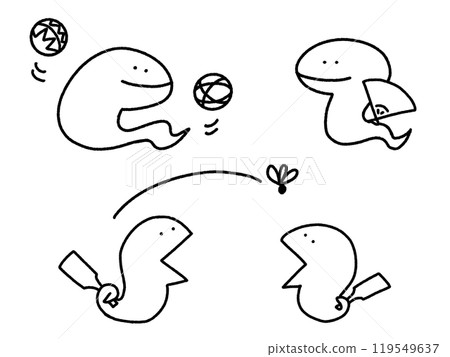 Hand-drawn cute snake and New Year illustration set Year of the snake 2025 monochrome 119549637
