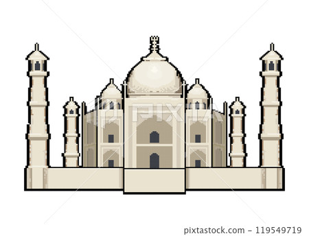 Pixel art illustration of the Islamic temple Taj Mahal, World Heritage Site, Tourist attraction Pixel art illustration of the Islamic temple Taj Mahal, World Heritage Site, Tourist attraction 119549719