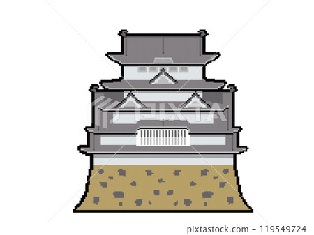 Himeji Castle, Shirasagi Castle pixel art illustration World Heritage Site, tourist attraction White background Vector data 119549724