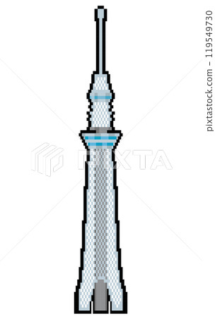 Pixel art illustration of Tokyo Skytree in Japan, tourist attraction, vector data Pixel art illustration of Tokyo Skytree in Japan, tourist attraction, vector data 119549730