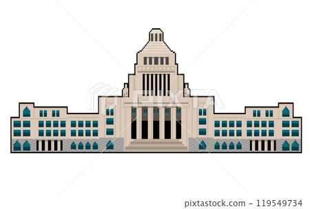 國民議會大樓立法部門向量資料白色背景的像素藝術插圖 119549734