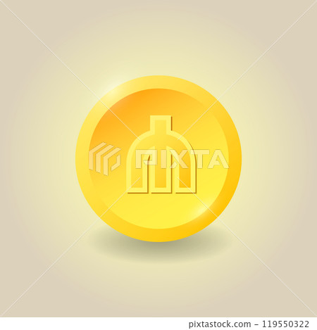Golden coin Manat. Vector illustration. 119550322
