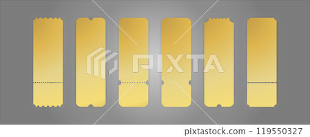 VIP ticket. Golden ticket template. Gold badge. Useful for cinema, festival, party, theater, event, entertainment show and circus. Tear-off coupon. VIP ticket. Golden ticket template. Gold badge. Useful for cinema, festival, party, theater, event, entertainment show and circus. Tear-off coupon. 119550327