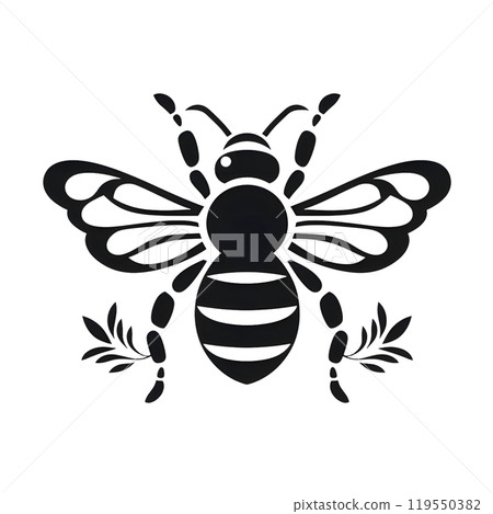 Black silhouette of a fly, wasp, bee on white background. 119550382