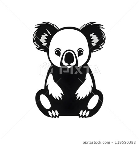 Black silhouette of a koala, panda on white background. 119550388
