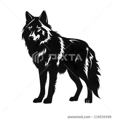 Black silhouette of a wolf on white background. Black silhouette of a wolf on white background. 119550399