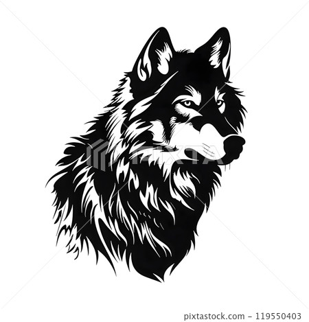 Black silhouette of a wolf on white background. 119550403