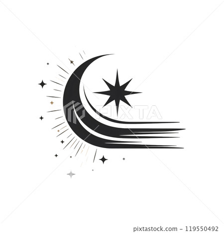 Black silhouette, tattoo of stars and wave on white background. Vector. Black silhouette, tattoo of stars and wave on white background. Vector. 119550492