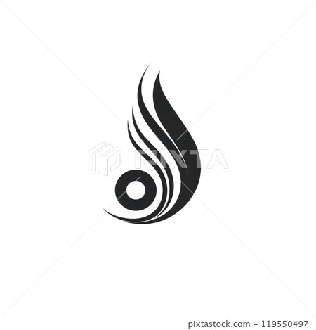 Black silhouette, tattoo of an abstract circle and lines on white background. Vector. Black silhouette, tattoo of an abstract circle and lines on white background. Vector. 119550497