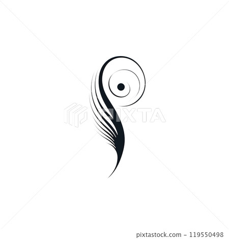 Black silhouette, tattoo of an abstract circle and lines on white background. Vector. Black silhouette, tattoo of an abstract circle and lines on white background. Vector. 119550498