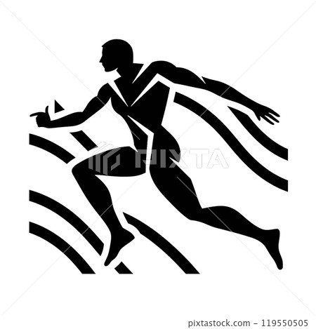 Black silhouette, tattoo of an athletic figure on white background. Vector. Black silhouette, tattoo of an athletic figure on white background. Vector. 119550505
