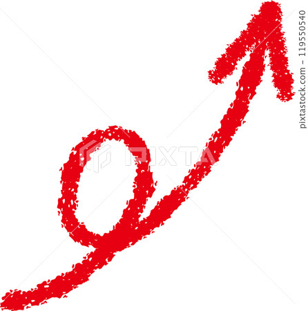 Red crayon style hand-drawn arrow illustration 14 119550540