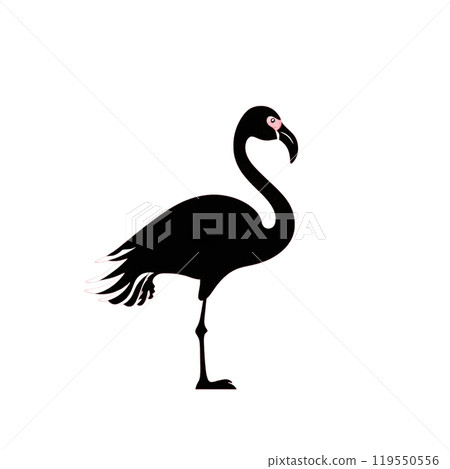 Black silhouette, tattoo of a pelican on red background. Vector. 119550556