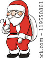 Tired Santa Claus on his knees 119550861