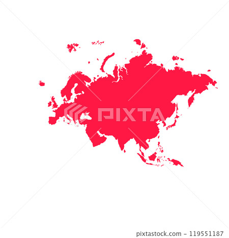 Map of Eurasia, sign silhouette. World Map Globe. Vector Illustration isolated on white background. Europe and Asia continent 119551187