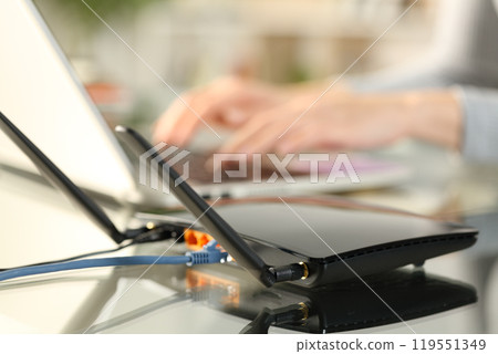 Broadband router wifi connection using laptop Broadband router wifi connection using laptop 119551349