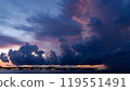 the sun is setting over a small island in the middle of the ocean 119551491