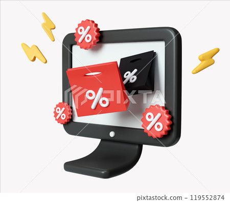 Black Friday Online Shopping Discount Promotion 3D Render 119552874