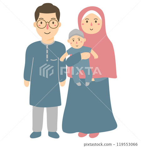 illustration of a family muslim 119553066