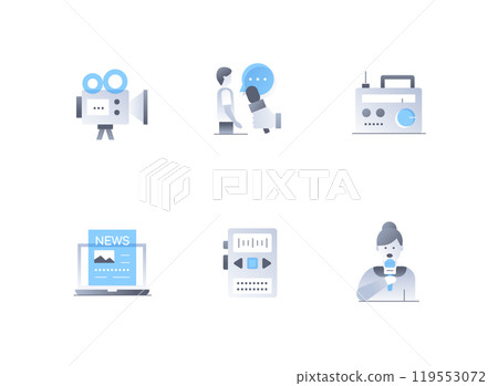 News communication channels - flat design style icons set News communication channels - flat design style icons set 119553072