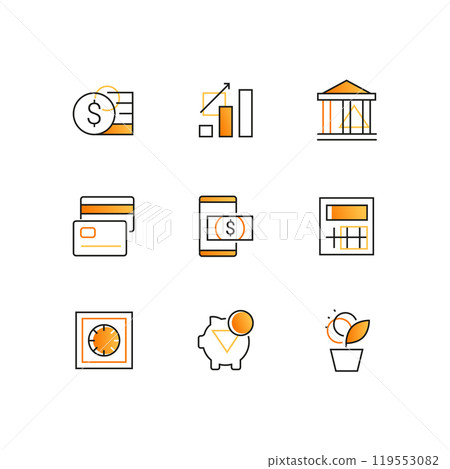 Business and finance - line design style icons set Business and finance - line design style icons set 119553082