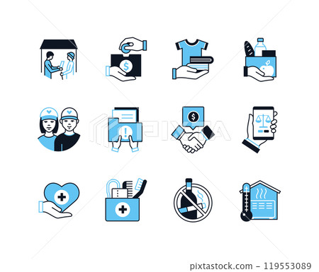 Homeless Assistance - line design style icons set 119553089