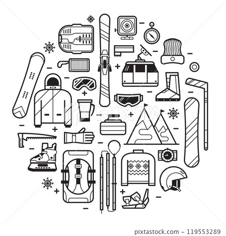 Winter Sports and Activities Circle Print 119553289