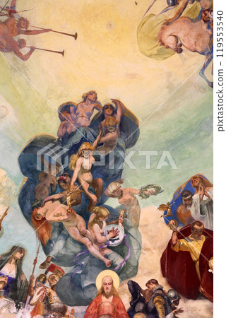 The frescoed dome of the Music Kiosk in Rapallo, Italy 119553540