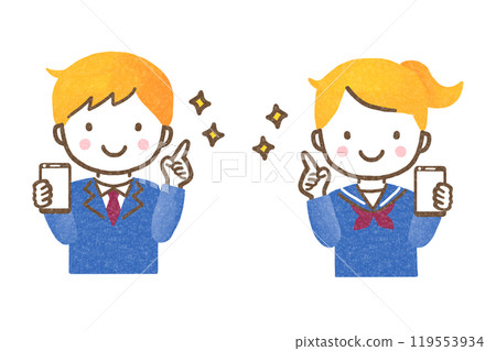 Children with smartphones 119553934