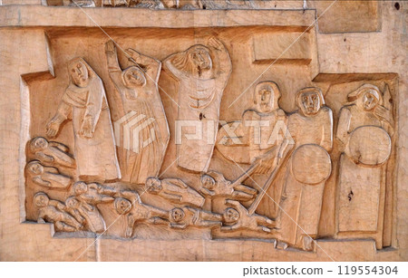 Slaughter of the innocents, Saint Lawrence church in Kleinostheim, Germany Slaughter of the innocents, Saint Lawrence church in Kleinostheim, Germany 119554304