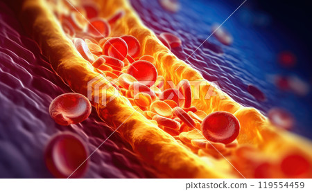 Atherosclerosis: Blocked Blood Vessel by Plaque - Generative AI Atherosclerosis: Blocked Blood Vessel by Plaque - Generative AI 119554459