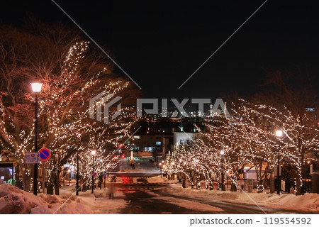 燈火通明的函館夜景 119554592