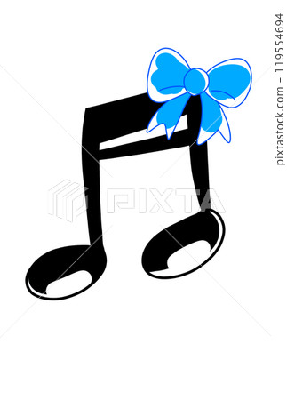 Musical note with blue ribbon 119554694