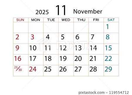 2025 calendar November ⑵ 2025 calendar November ⑵ 119554712